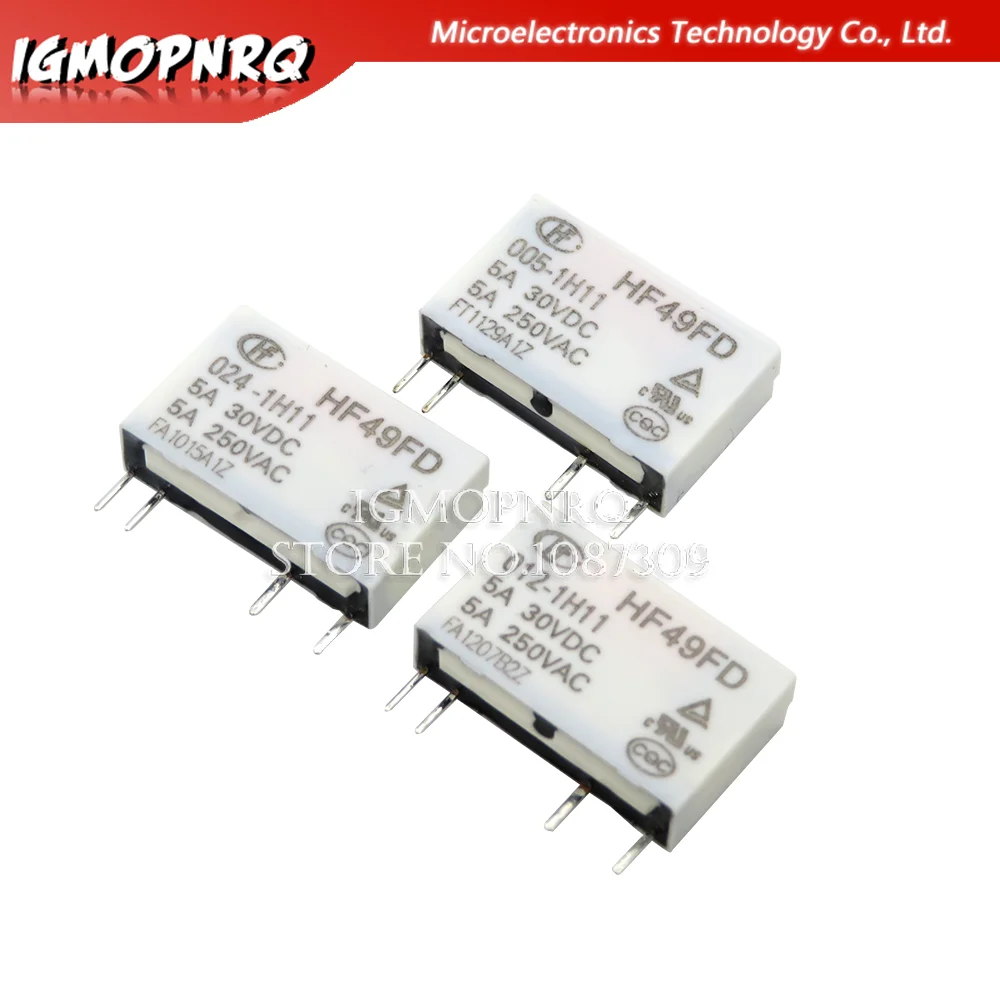 5PCS Relay 12V HF49FD-005-1H11 005-1H12 HF49FD DC5V 1H11 4PIN 5A Relay 5V Rele 12V 24V