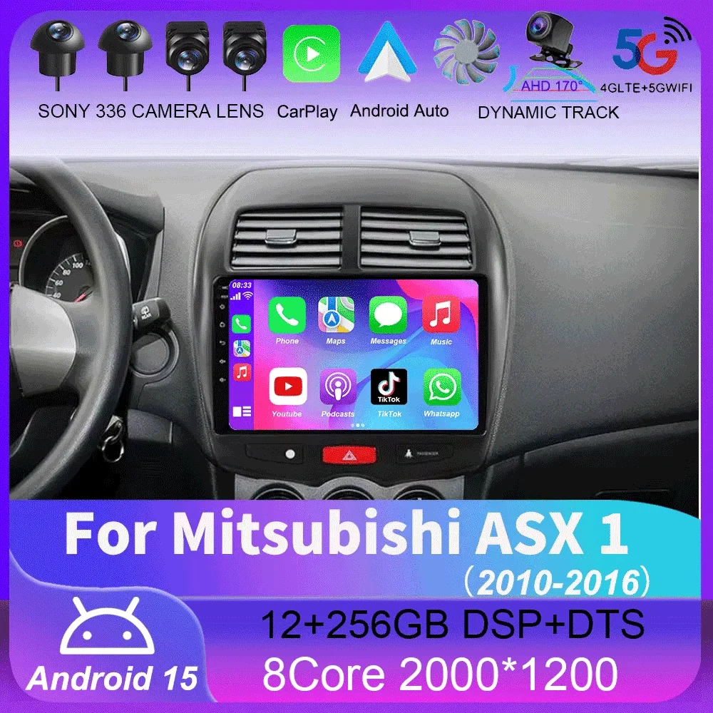

For Mitsubishi ASX 1 2010 - 2016 Carplay Auto 4G+WIFI GPS Car Radio Navigation Multimedia Video Player Stereo BT Android 15