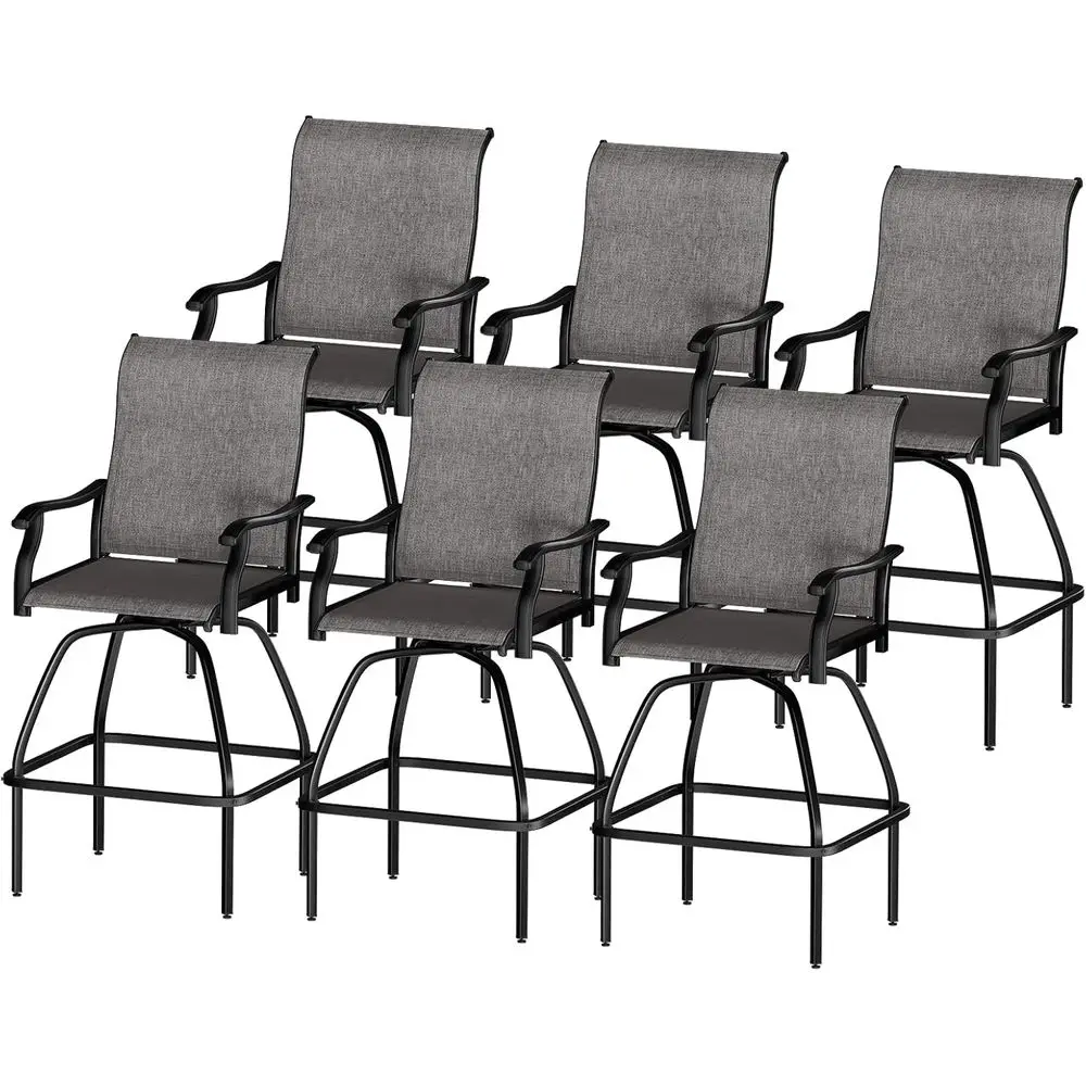 

6-Piece Outdoor Swivel Bar Stools Set with Textilene Fabric for All-Weather Durability