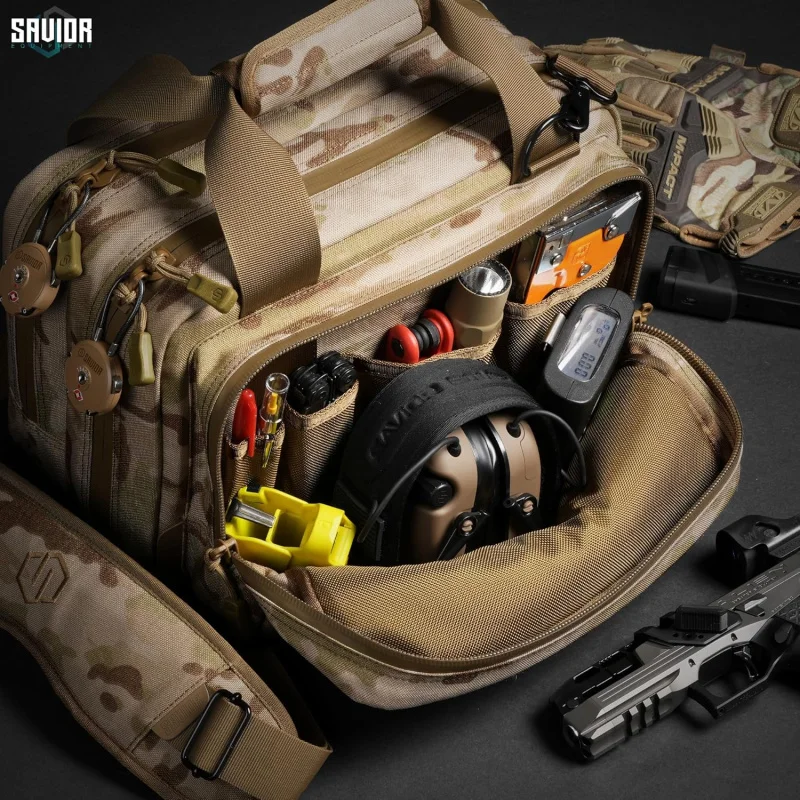 Specialist Series Range Bag Tactical Dual Pistol Handgun Revolver Hunting Bag Gun Carrying, X-Large Compartments w/Loc