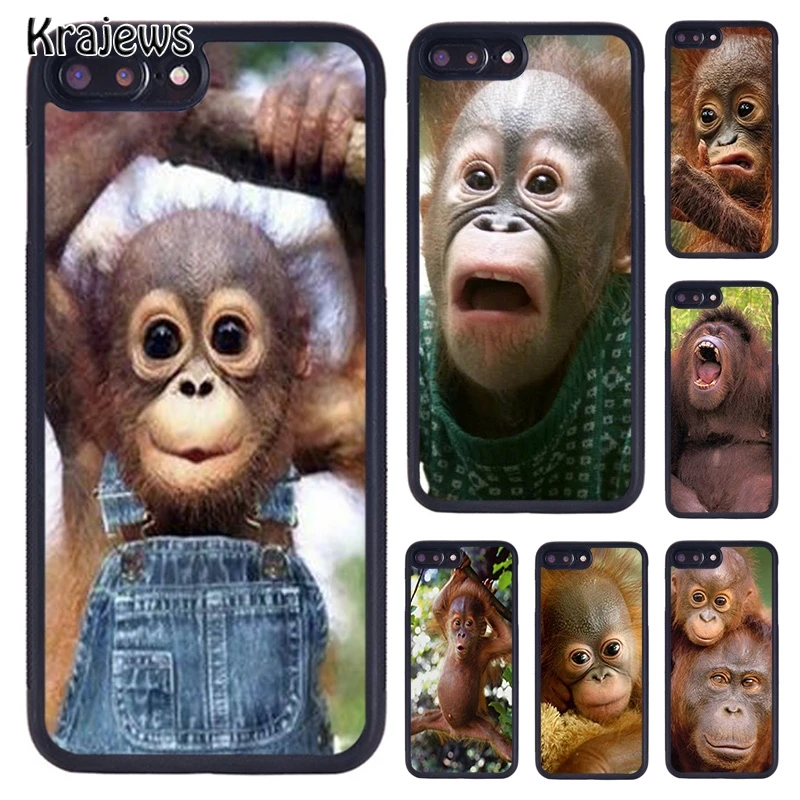 Krajews Orangutan Cute Baby Monkey phone Case For iPhone 16 15 14 Plus 11 12 mini 13 Pro XR XS Max cover coque