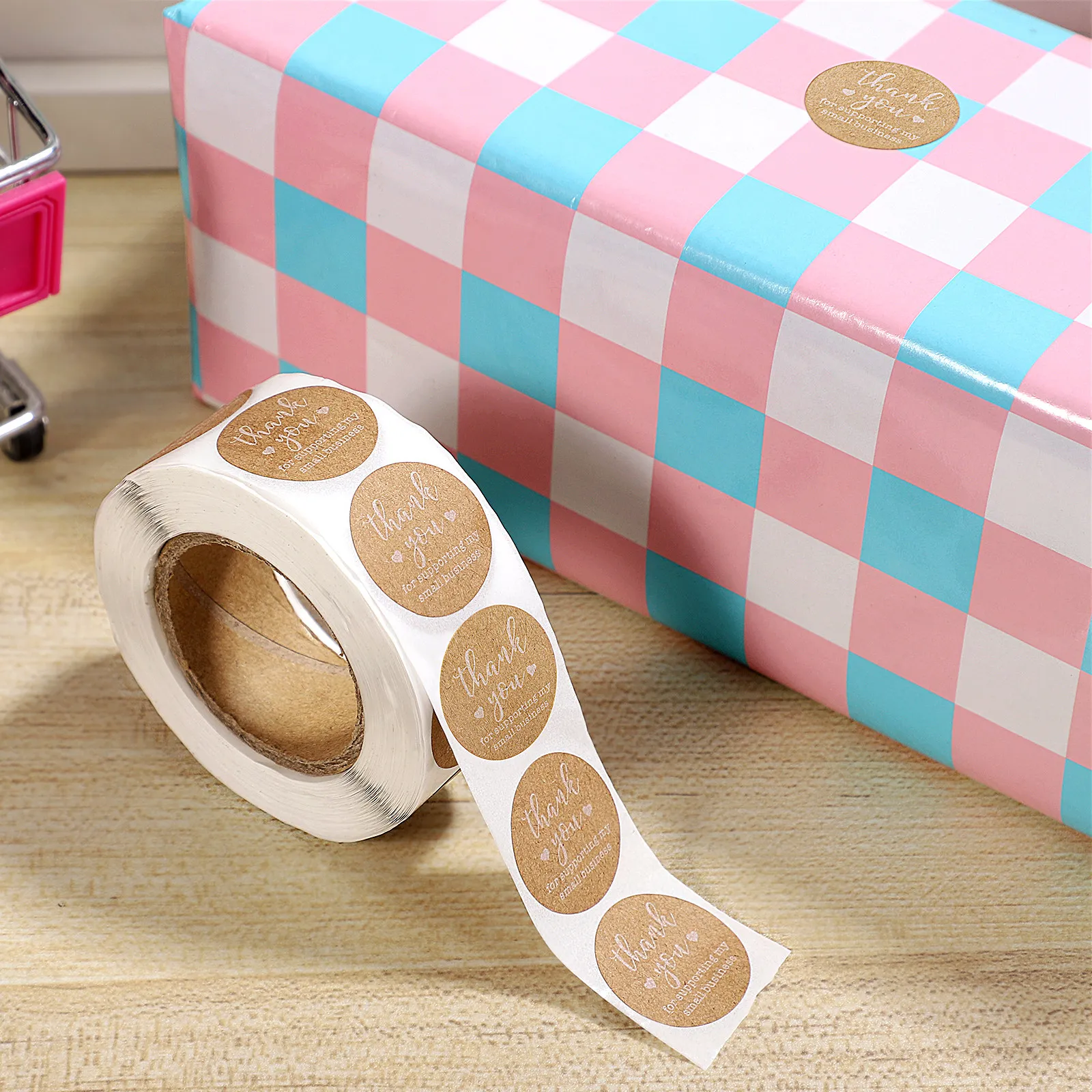 500Pcs Round Stickers Kraft Paper Thank You Lables Envelope Sealing Adhesive Labels Candy Bag Seals Holiday Gift Tags Scrapbook