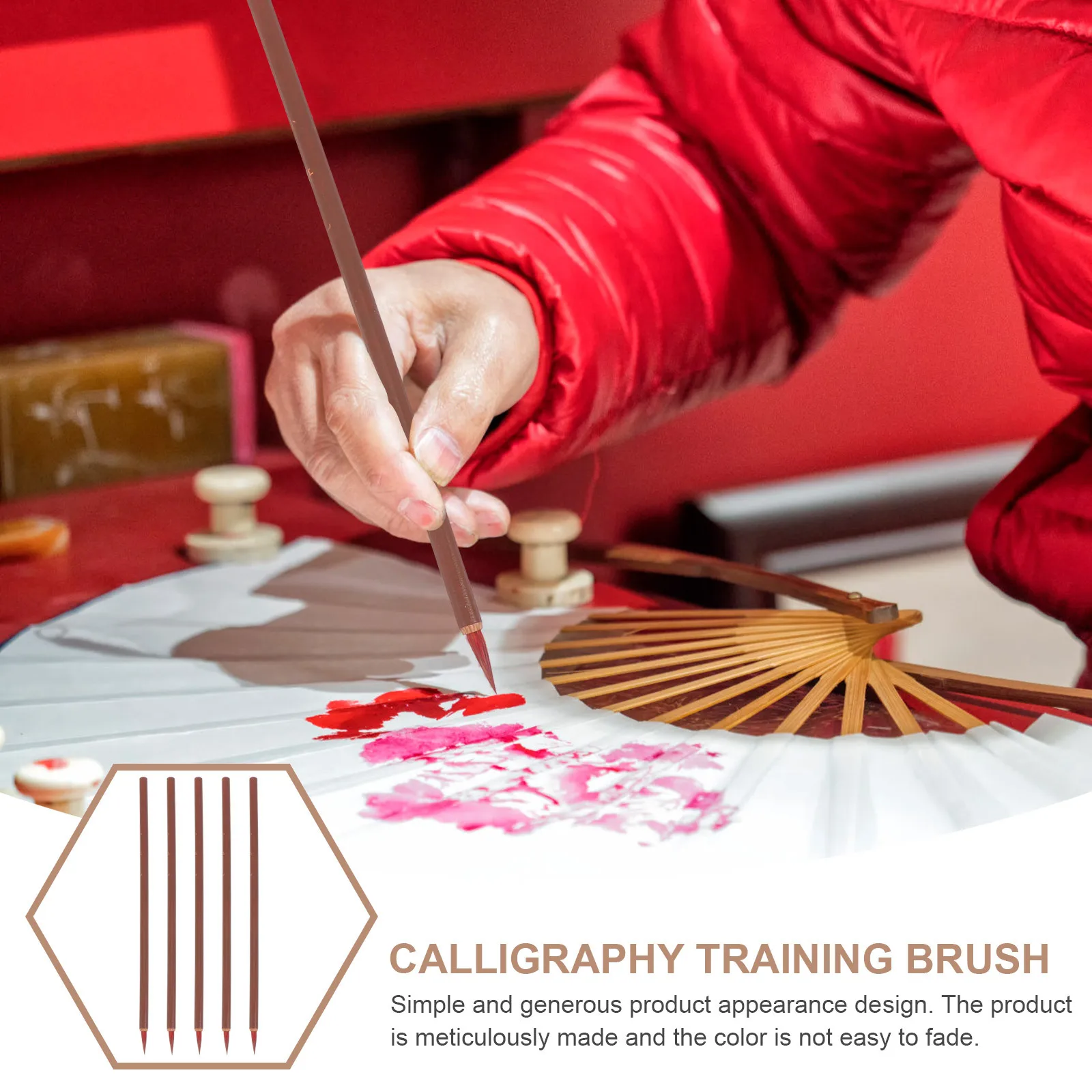 

5Pcs Chinese Calligraphy Brush Pens Meticulously Made Color Fade Resistant for Watercolor Drawing Calligraphy