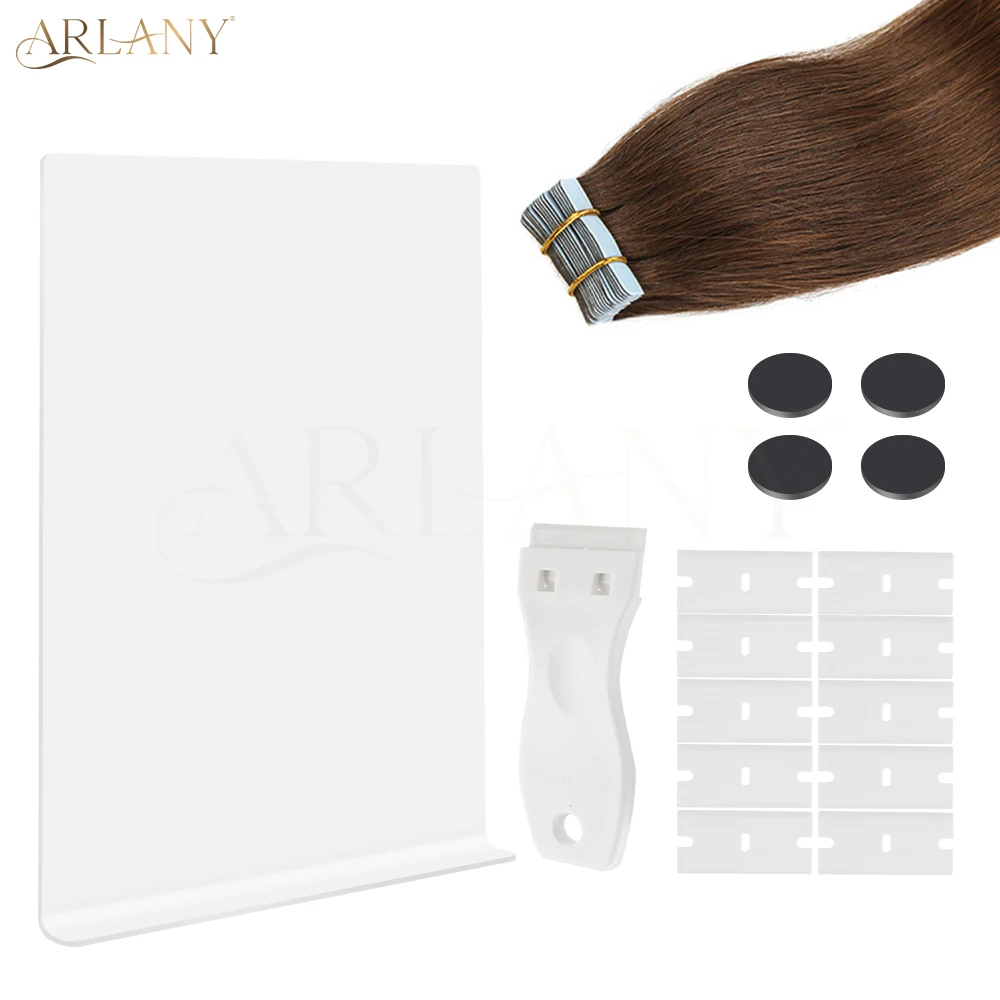 ARLANY Hair Extension Tape Remover Kit for Tape-in Extensions Acrylic Operation Board Plastic Scraper Acrylic Bending Board