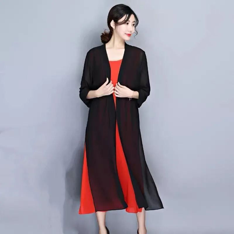 Богемный пляжный солнцезащитный шифоновый кардиган, кимоно, женская блузка Blusas Mujer De Moda, корейская модная шифоновая рубашка, топы больших размеров