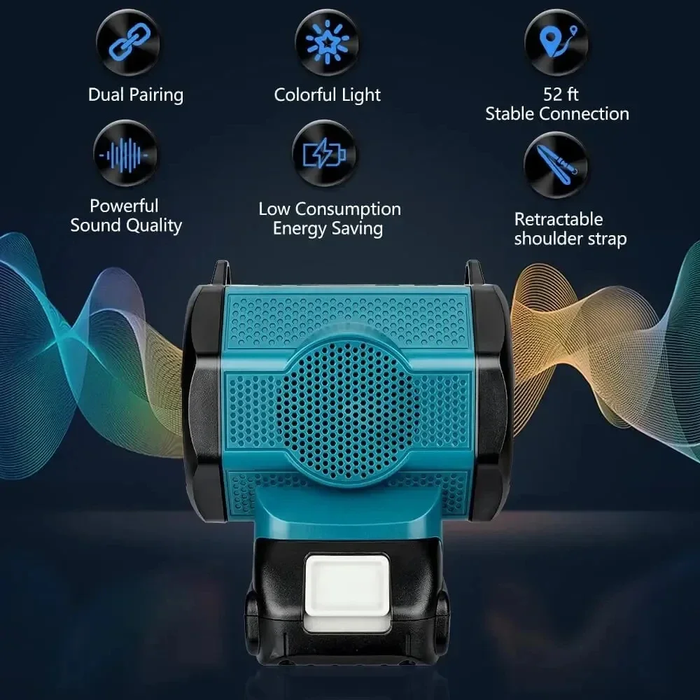 Bluetooth Speaker for Makita 18v Li-ion Battery,30W Cordless Small Speaker for Jobsites, Home and Party