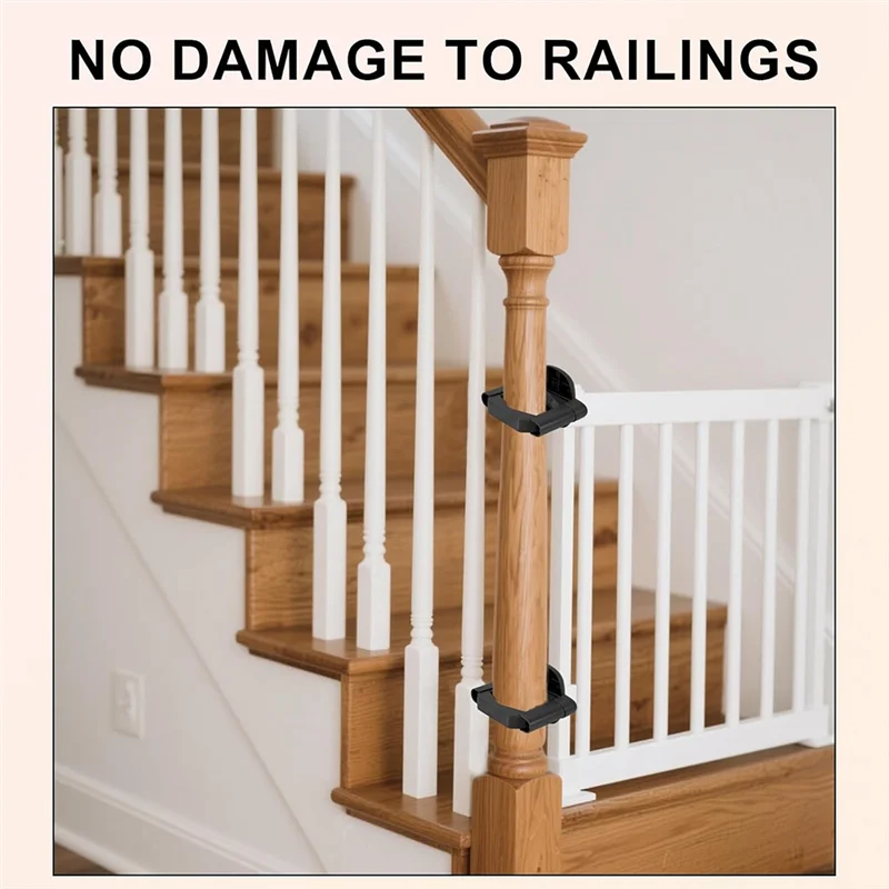 

JABS-No-Drill Mounting Accessories, 2Pcs Baby Gate Banister Adapters, Universal Stairway Baby Gate Mounting Kit, Black