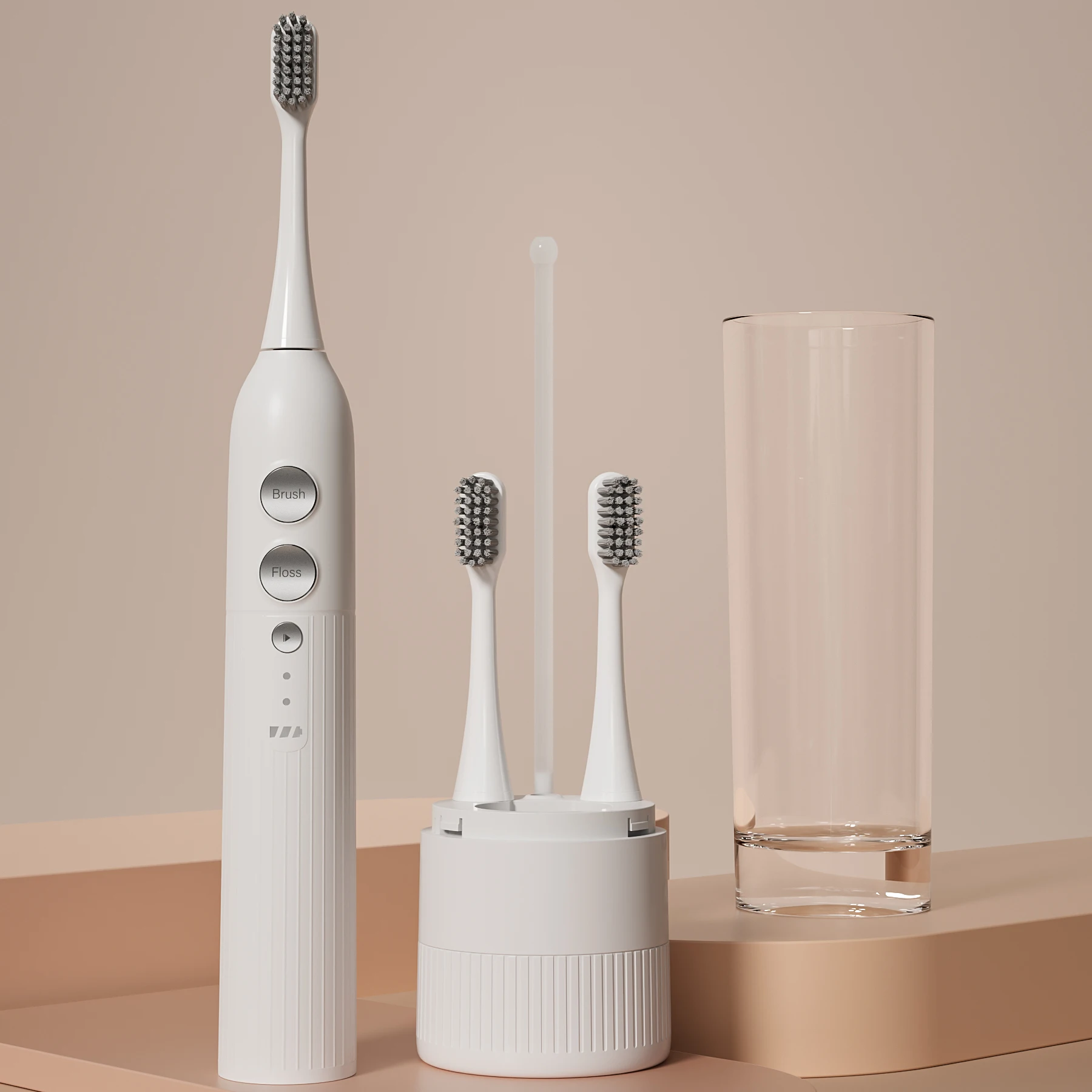 

USB-перезаряжаемый набор для ухода 3-в-1: ирригатор для полости рта, водный флоссер, насадка для зубной щетки с мягкой щетиной, IPX7, отбеливание зубов