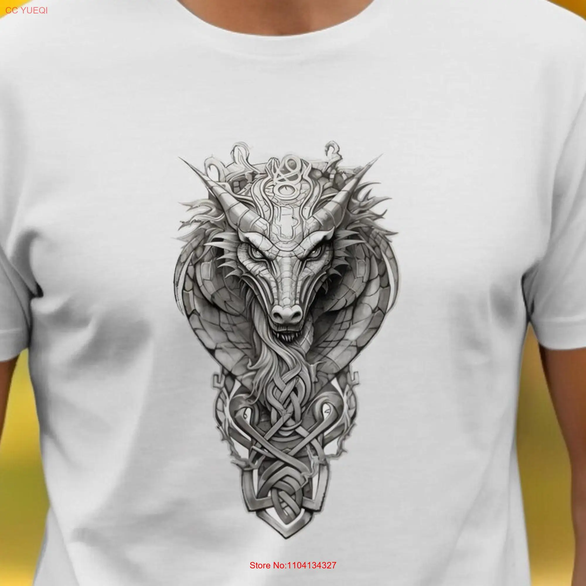 Midjourney AI generated dragon T Shirt designed clothing Black and white logo shirts created dragons