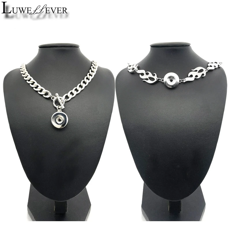 Luwellever новое ожерелье с пламенем 165 металлические колье подходят для пуговиц 18 мм сменные очаровательные украшения для женщин подарок