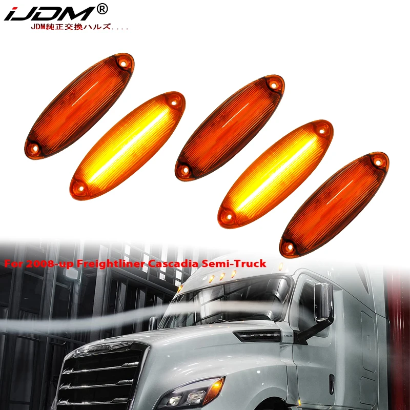 

5pc Cab Roof Top Marker Running Light 12 LED Front Cab Roof Clearance Signal Light for Freightliner Cascadia 2008-up Semi-Truck