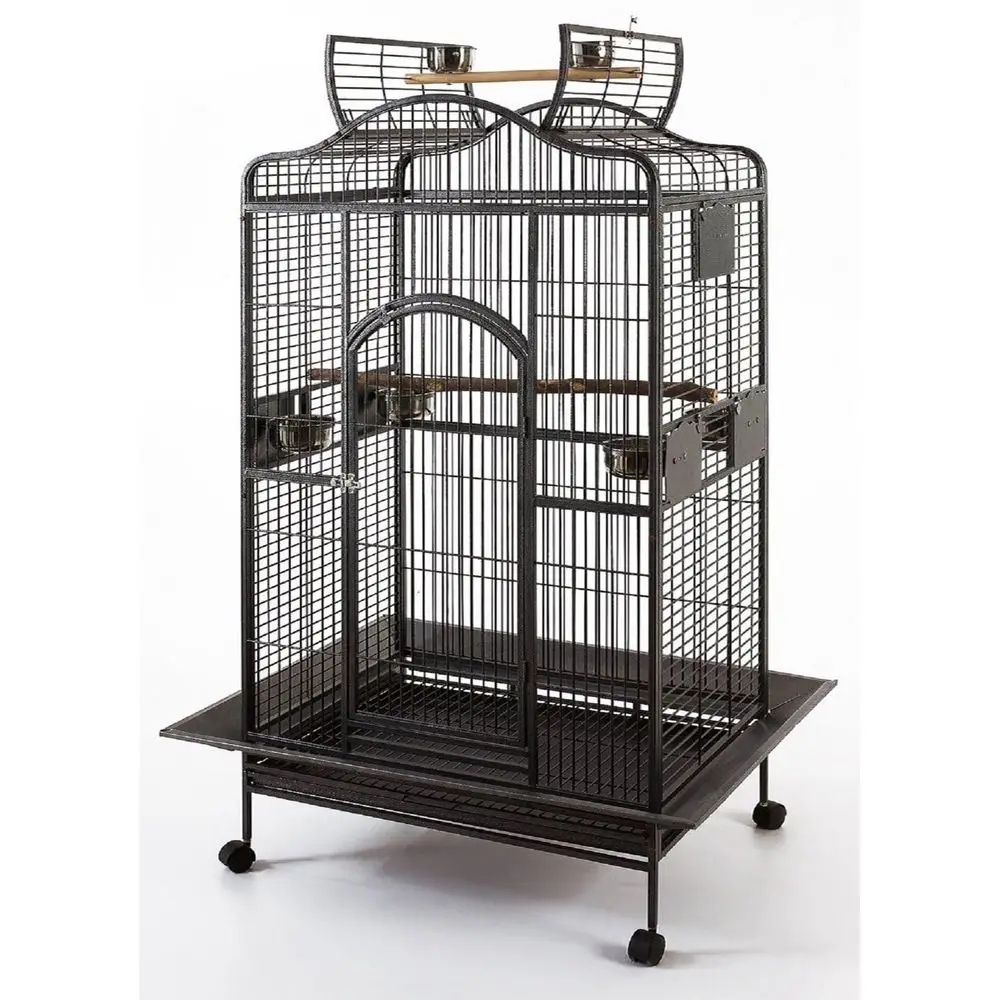 

Большая клетка для попугая из кованого железа с открытым/закрытием, в комплект входят металлическая защита семян, твердые металлические дверцы-кормушки, общий размер