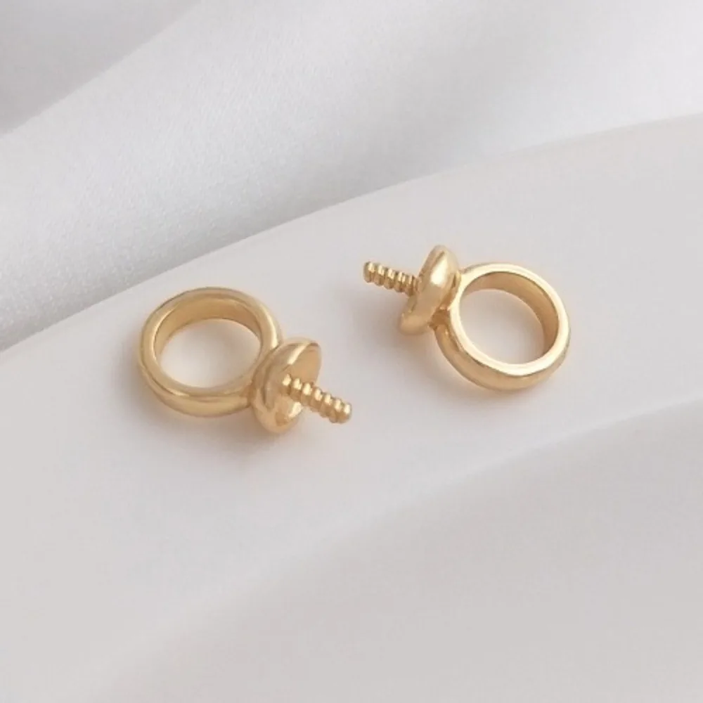 

14K Gold Color Large Hole Sheep's Eye Pendant Holder DIY Hand Sticky Half Hole Crystal Pearl Holder Hanging Bead Material