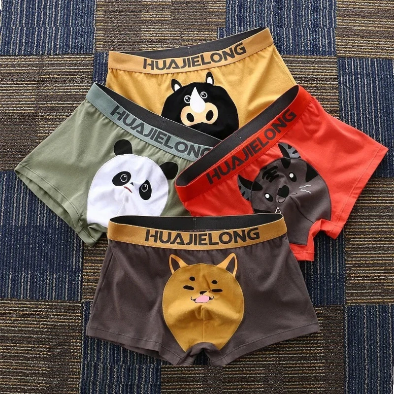 

Size 50-90KG Summer Breathable Solid Boxers Cartoon Print Cotton Boxer Plus Size Men Panties Underwear Shorts Soft Underpants