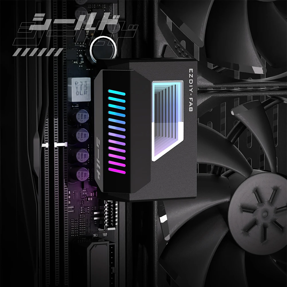 ATX 24-pin 180 Degree Power Connector Adapter with Infinity Mirror ARGB Light 24-Pin Angle Adapter DIY Mounting Accessessory