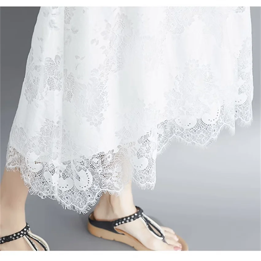 2025 Big Size Summer Tank Dresses Elegant Women Sleeveless Lace Dress Party Dress Midi-Long Dress Vestidos Fairy Outfits  WZ2454