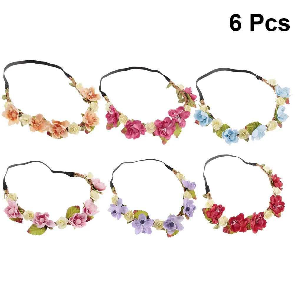 

6Pcs Baby Floral Headbands Soft Comfortable Stretch Fabric Headwraps Adjustable One Size Fits Most Infant Hair Accessories Daily
