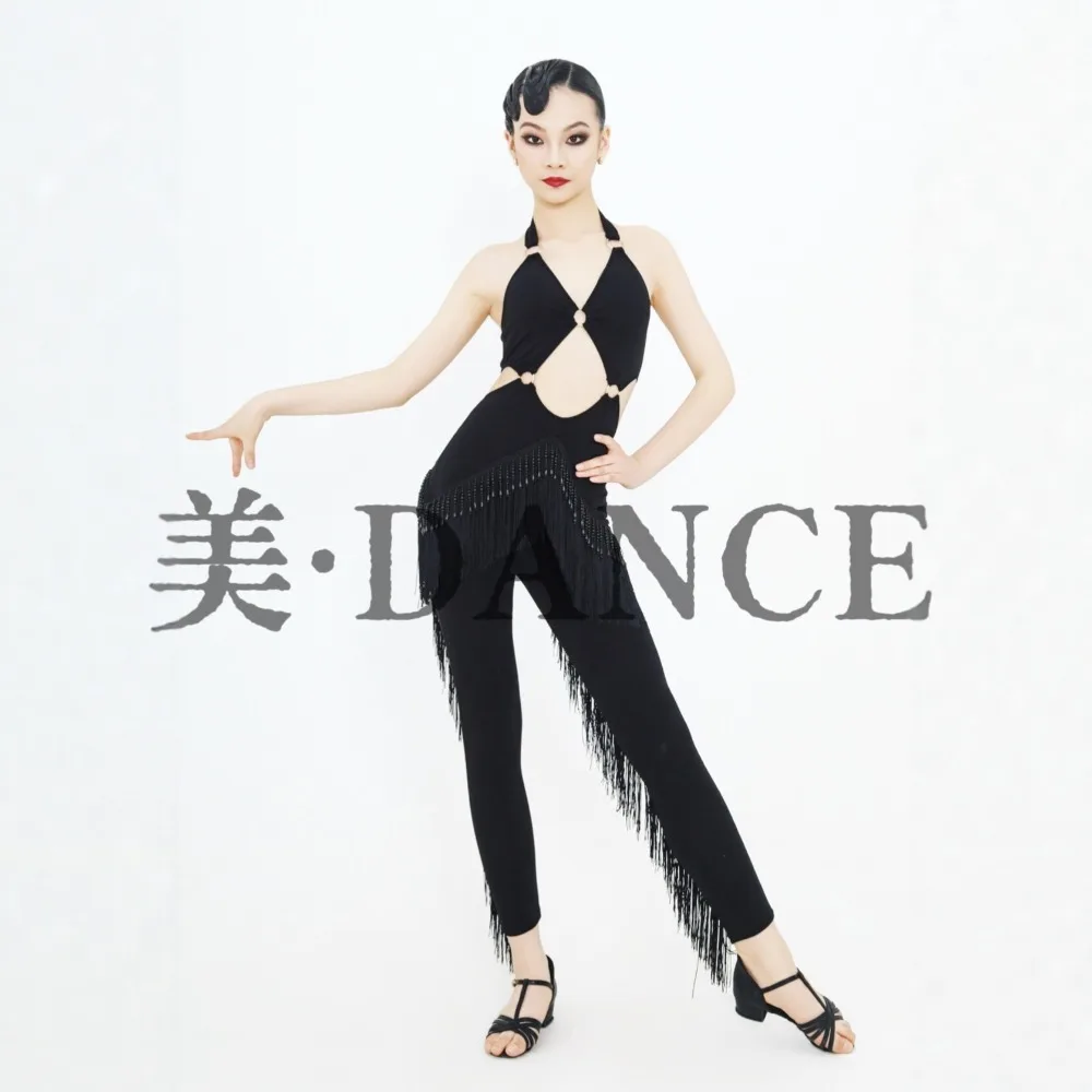 Balloom Modern Dance Top Women's Men's High Waist Performance Practice Suit Black Social Latin Dance Long Pants Yoga Sports Wear