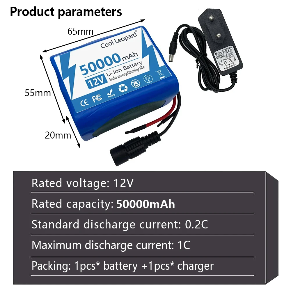 

12V 5000mAh 18650 3S2P Lithium-ion Rechargeable Battery Speaker Flashlight CCTV Camera GPS Searchlight Portable Kit