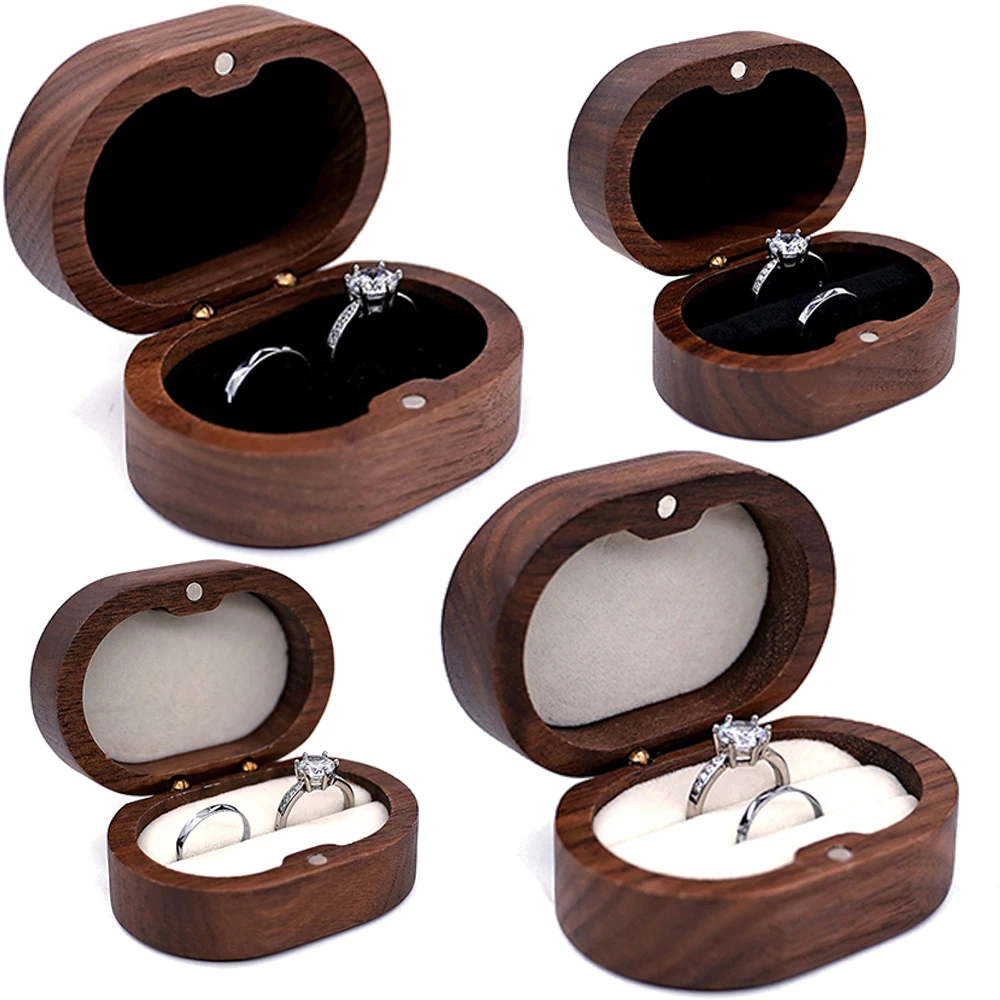 Retro Dustproof Accessories Ring Display Box Wedding Anniversary Solid Wood Jewelry Box Mall Counter Ring Storage Carrying Tool