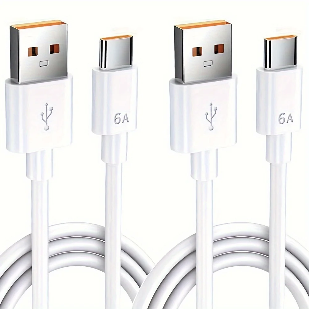 2 Packs 6A 66W USB Type-C 1FT/3.3FT/4.9FT/6.6FT Super Fast Charging Cable Compatible