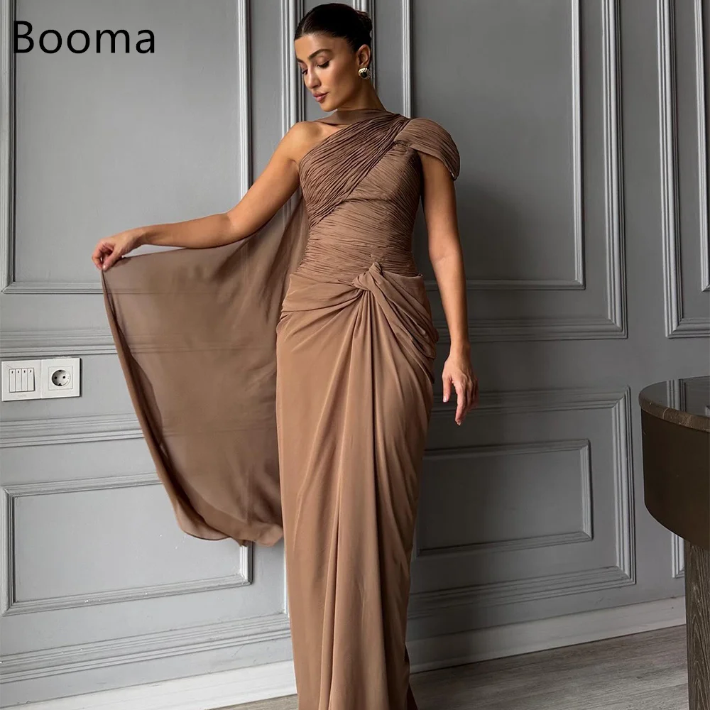 

Booma Elegant One-Shoulder Mermaid Pleat Dresses Formal Party Gowns for Women Long Simple Prom Gown Customize