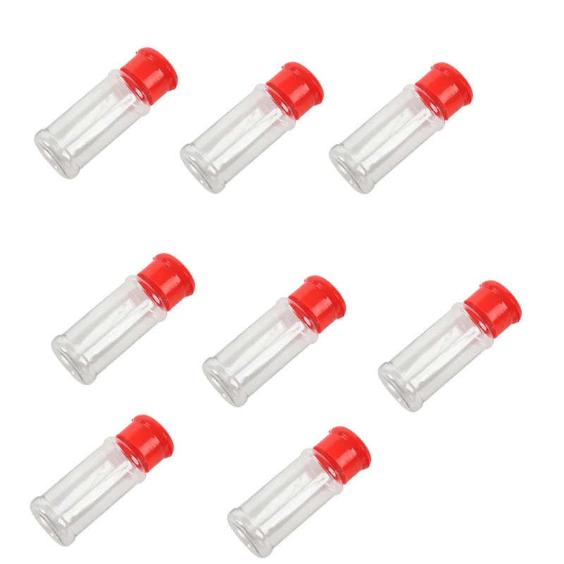 HGHO 96 قطعة من البلاستيك التوابل والملح والفلفل الهزازات وعاء التوابل وعاء الشواء والبهارات وزجاجات صندوق حاوية إبريق زجاجي (أحمر) #6