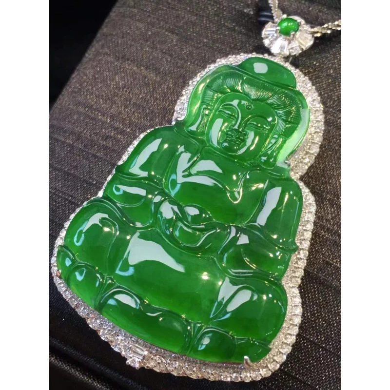 Natural Myanmar Mine Timber Jade Goddess of Mercy Pendant