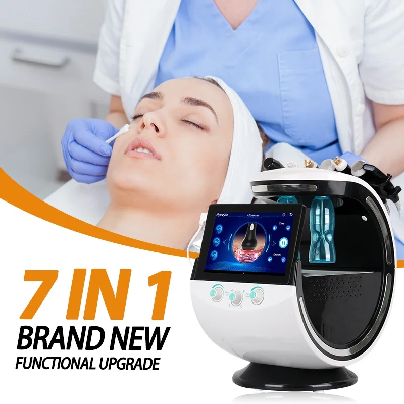 

New 7 In 1 Smart Facial Cleansing Skin Analyze Deep Pore Vacuum Hydra Lift Anti-aging Beauty Machine Ice Blue