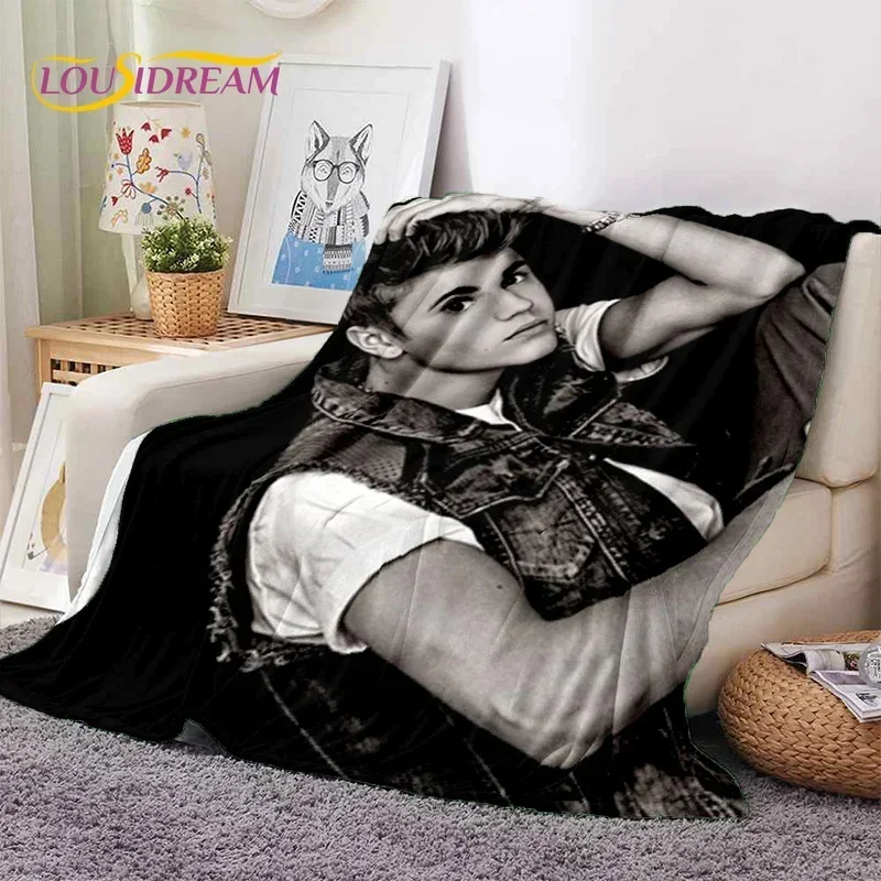 3D Justin Bieber Idol Singer Soft Flannel Blanket for Beds Bedroom Sofa Picnic,Throw Blanket for Cover Outdoors Leisure Nap Gift