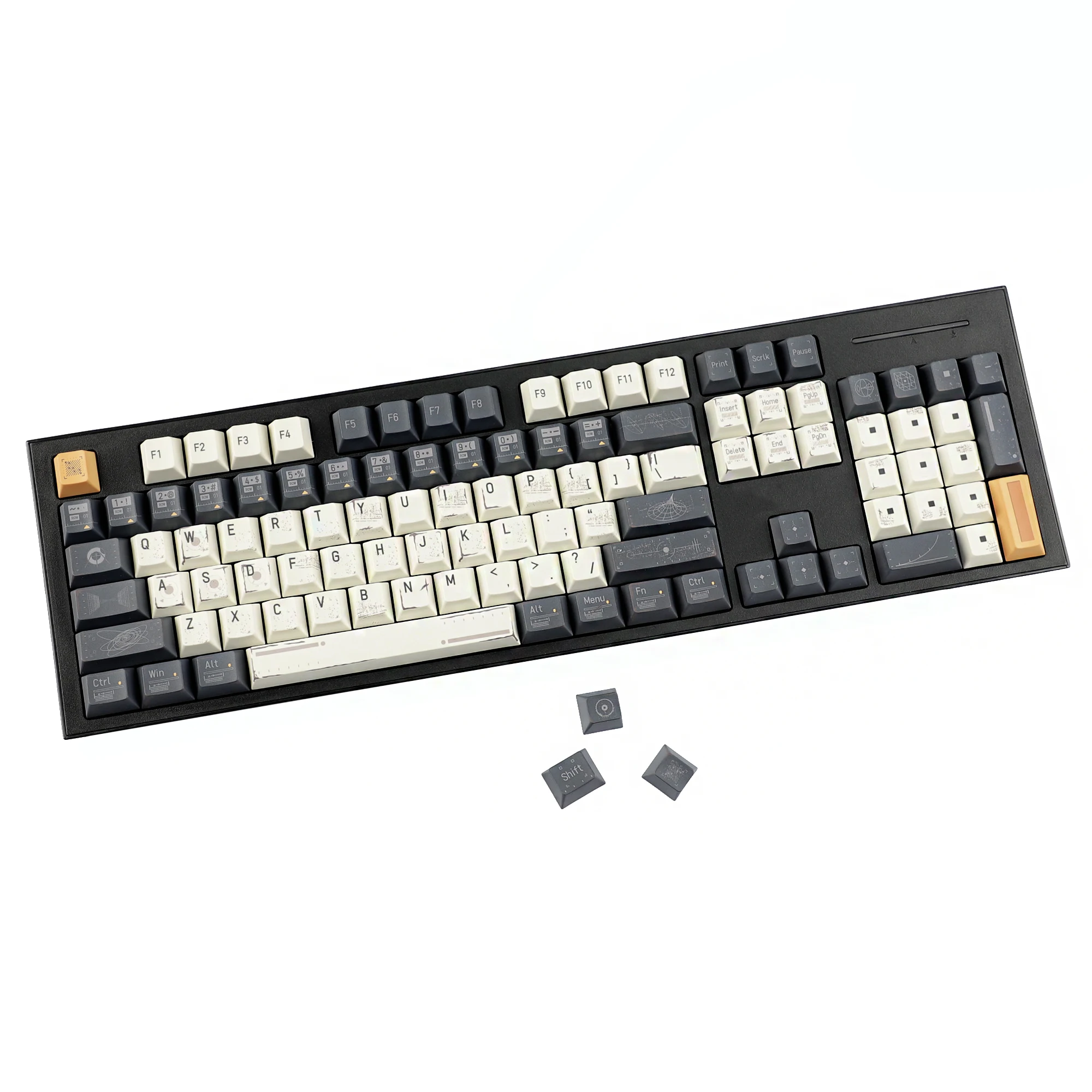 YMDK 142 Keys Future Theme Keycaps PBT Dye Sub Cherry Profile Cool Keycap for 61/64/68/84/87/96/108 MX Mechanical Keyboards
