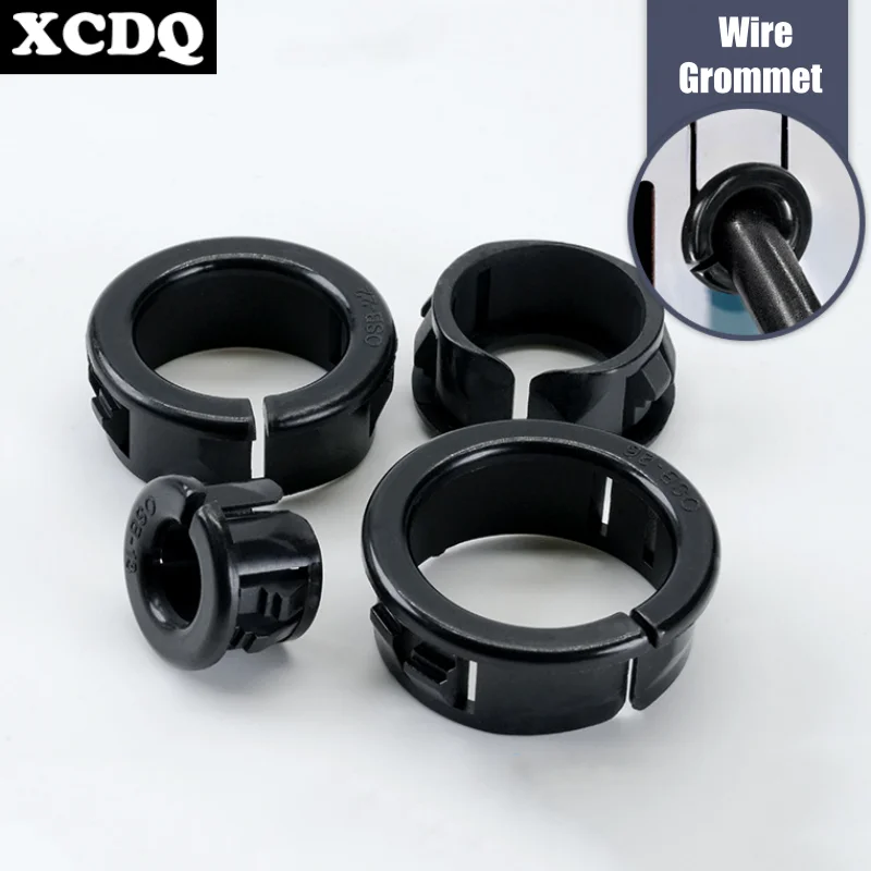 100pcs Plastic Snap-on Wire Grommet Open Type Cable Outlet Hole Protection Rings Guard Gasket Clamp Nylon Protector Clips