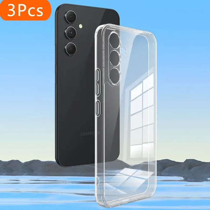 

3 шт. простой тонкий мягкий прозрачный чехол из ТПУ для телефона Samsung Galaxy A35 A55 5G, чехол Fundas Capa