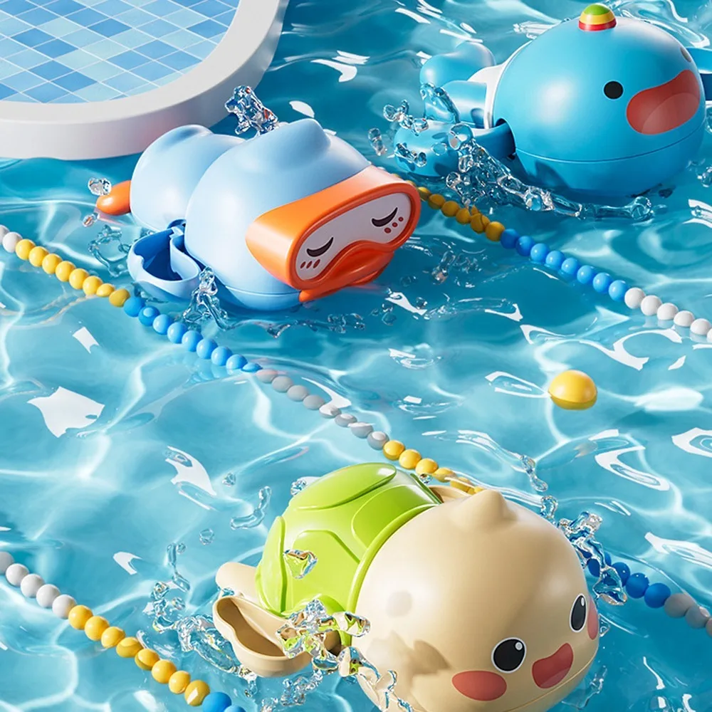 Juguetes de ducha de baño con mecanismo de relojería, juego de delfines flotantes de agua, juguetes de ducha de bebé, pato lindo, juguetes de bañera para niños pequeños