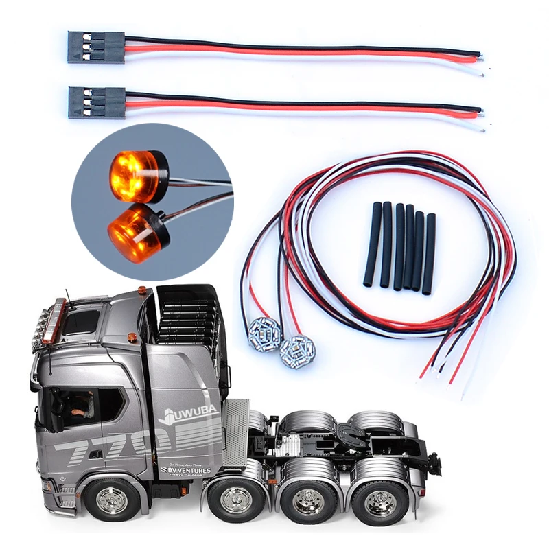 JUWUBA LED 5v Roof Rotating Wick Kit Light Board for 1/14 Tamiya RC Dump Truck SCANIA 770S 8×4 56371 Car Accessories