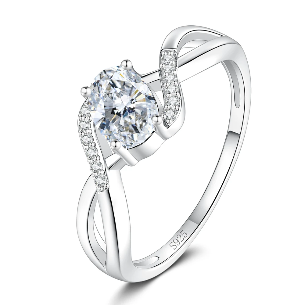 D Color 5*7mm1CT Moissanite Ring S925 Sterling Silver Zircon Wedding Rings for Woman Party Jewelry Gift