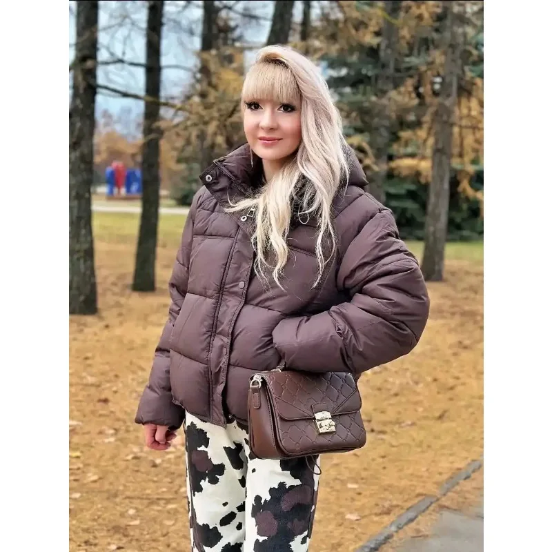 

Women Winter Jacket Thicken Warm Hooded Cotton Parkas Korea Solid Versatile Casual Short Coat Snow Outerwear