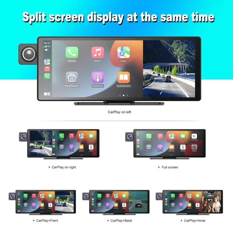 Portable 3 Channels Carplay Screen 10 Inch Suit for All Car Waterproof Car Multimedia Bluetooth CarPlay Touch Screen Car Radio