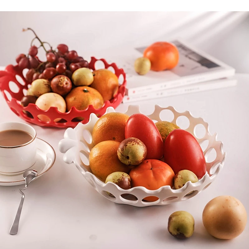 Hollow Resin Fruit Plate Living Room Desktop Candy Snack Cosmetics Storage Ornament Home Decoration