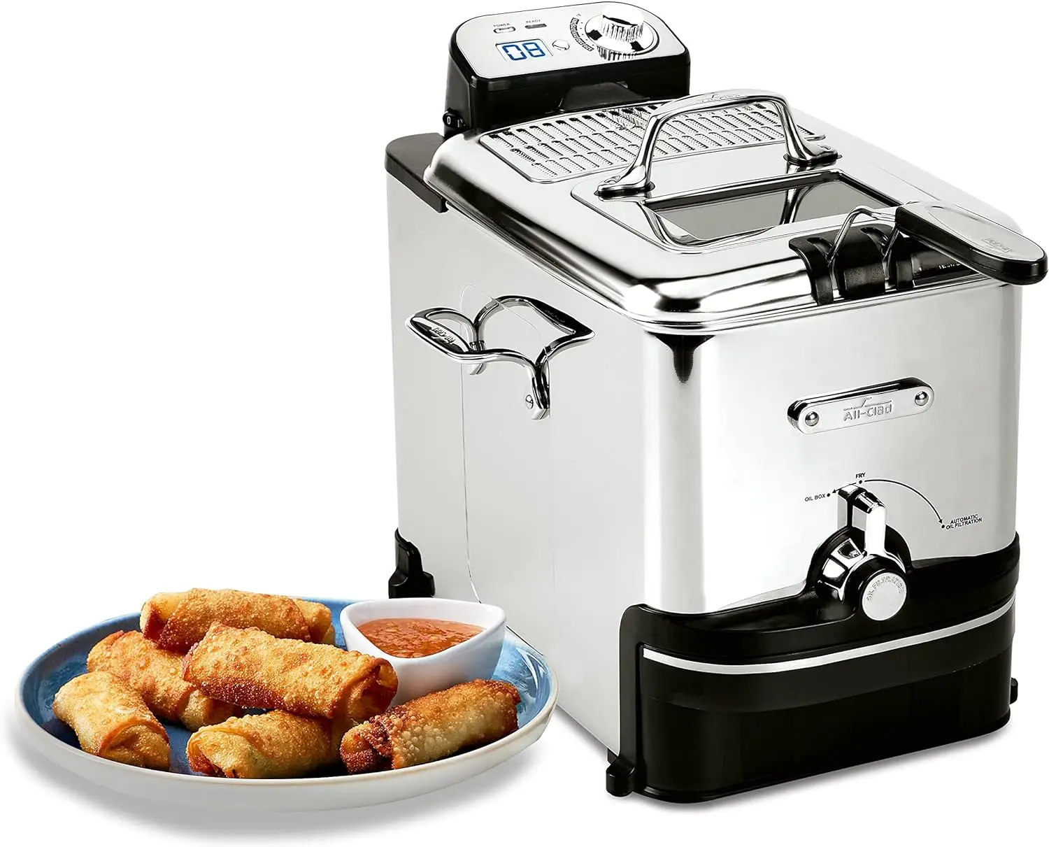 

All-Clad Electrics Stainless Steel Deep Fryer with Basket 3.5 Liter Oil Capacity, 2.6 Pound Food Capacity 1700 Watts