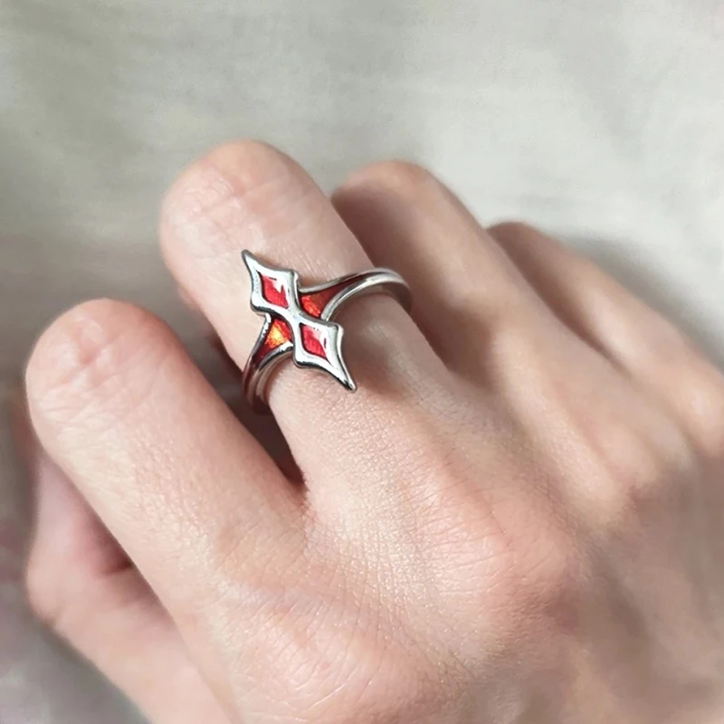 Game Honkai Star Rail March 7th Cosplay Ring Gothic Rock Irregular Shaped Adjustable Opening Ring Jewelry Accessories