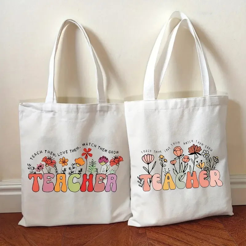

1 шт. подарок учителю, сумка-тоут для учителя, женская холщовая сумка через плечо, повседневная сумка-тоут с радужным принтом, женская сумка большой вместимости