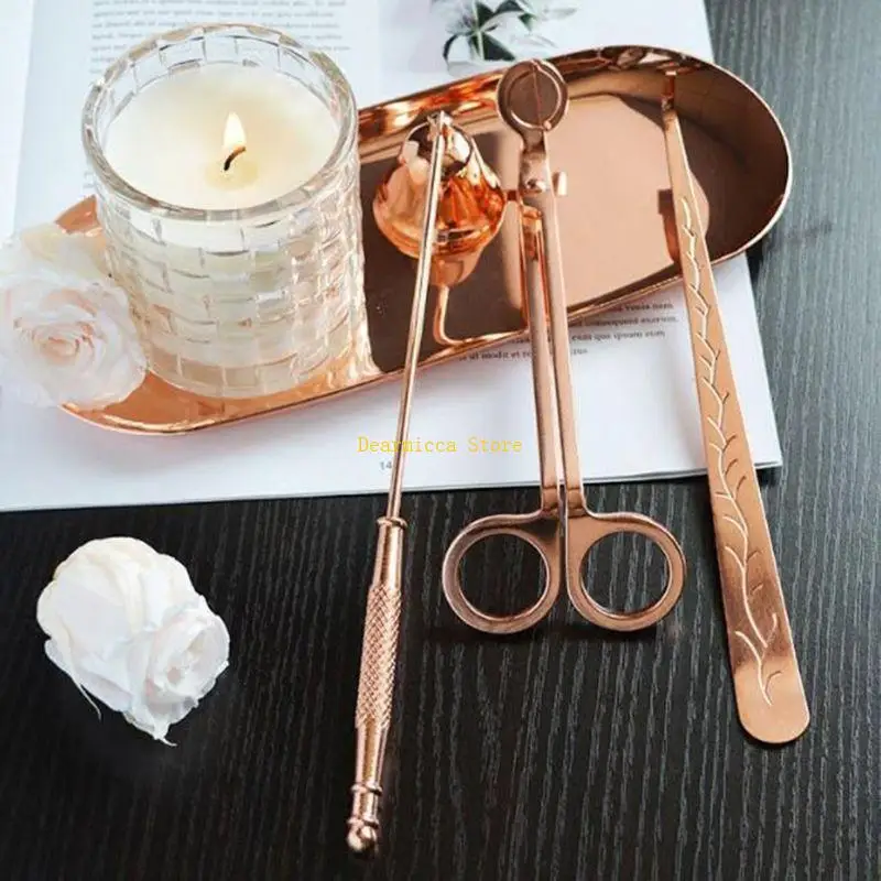 

P0UE 4 Pcs Accessory Set Snuffer Wick Trimmer Dipper Storage Tray Plate Extinguish Scissor Cutter Tool