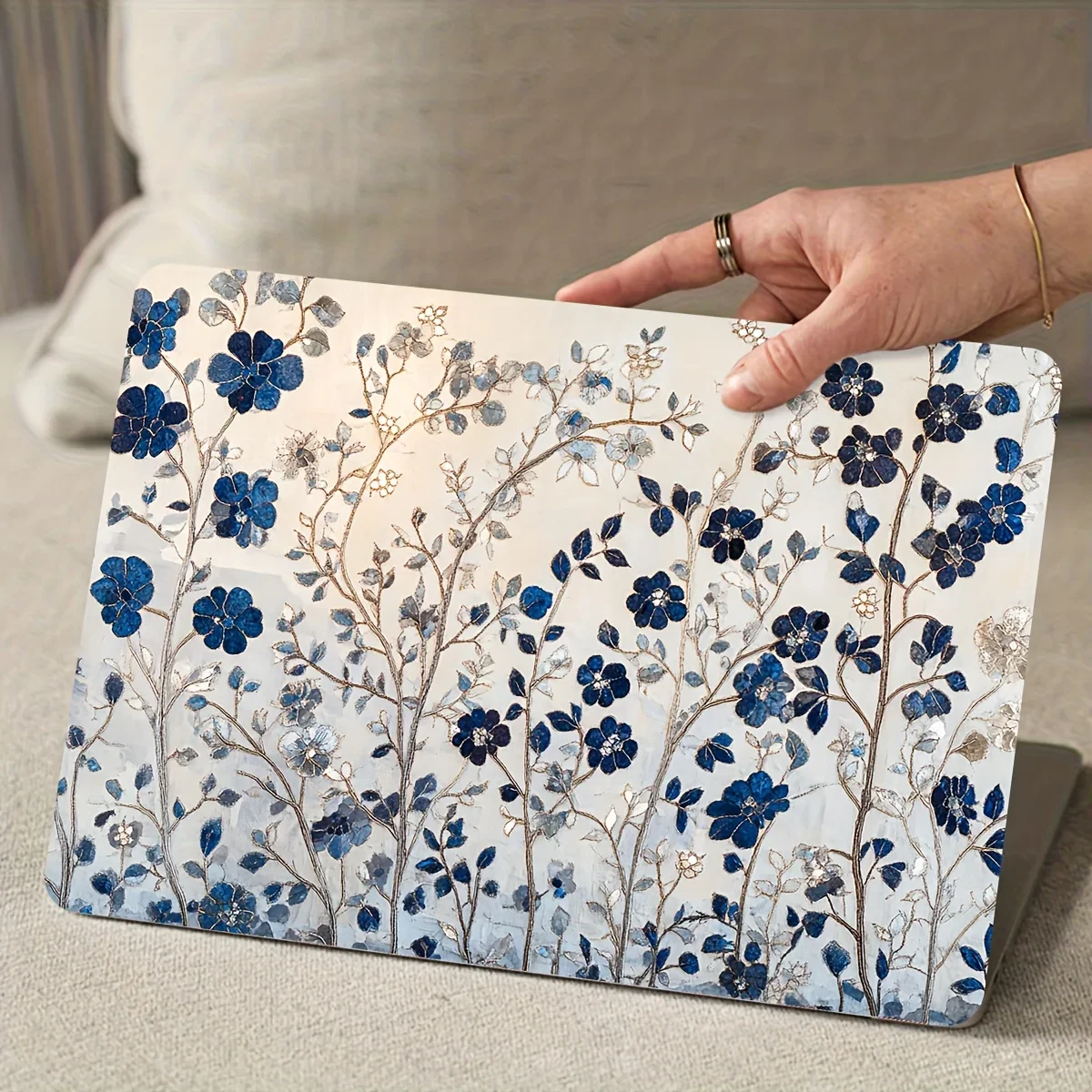 Scratch Resistant Floral Pattern Laptop Stickers, 2-Pack, Durable DIY Art Case for Notebooks, Cars, Helmets, Refrigerators
