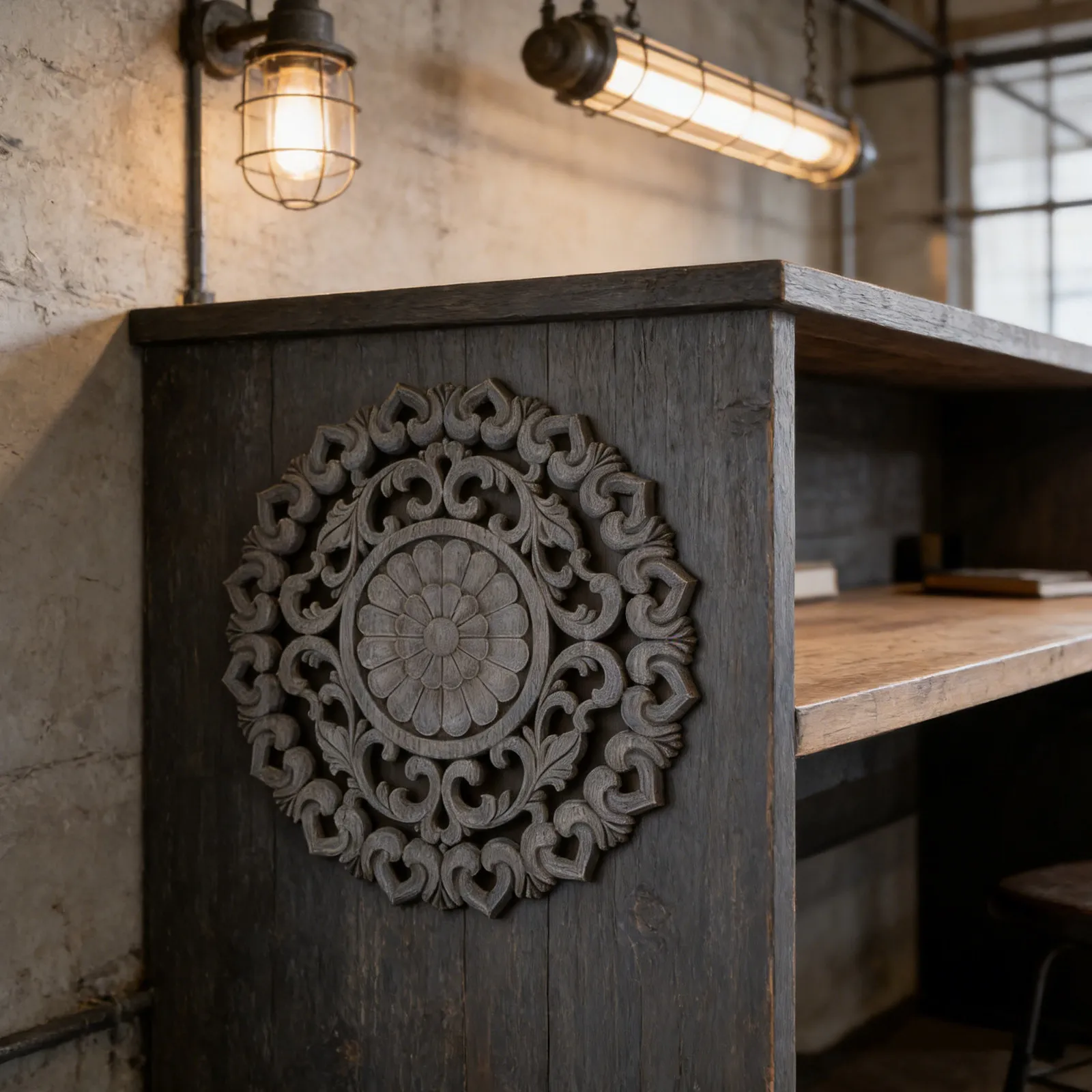 Unpainted Round Wood Carved Applique Onlay Natural Hand-Carved Flower Design for Cabinet Door Wardrobe Dresser Wall Ceiling