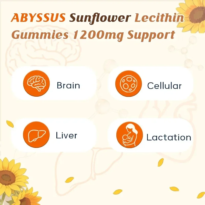 Sunflower lecithin gummies 1200mg liver and cell health daily supplement 60 gummies