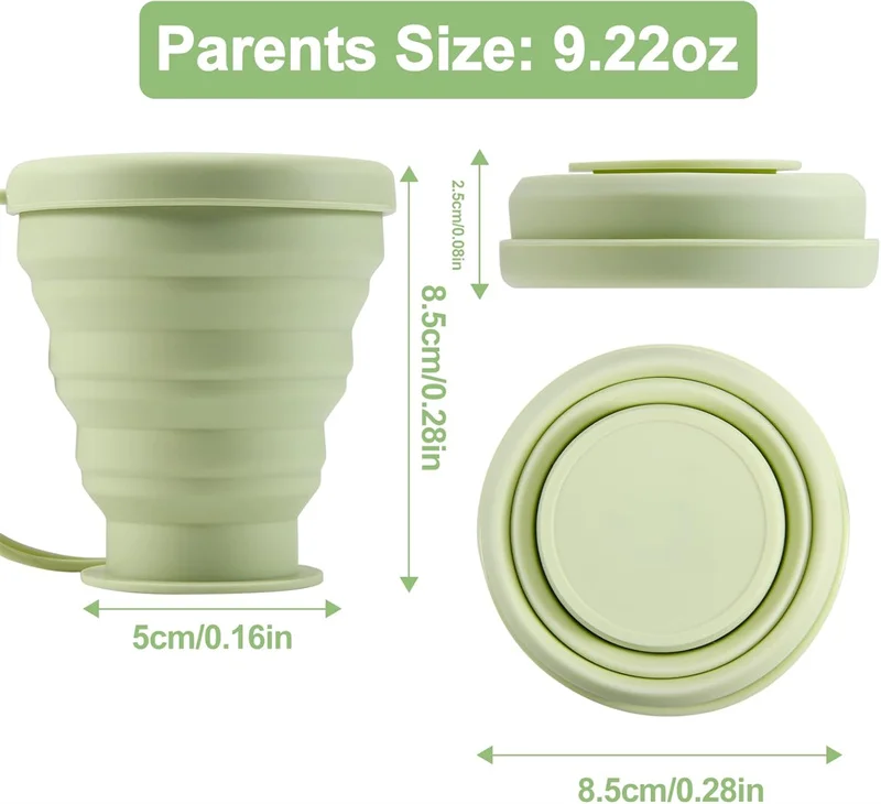 200 ml faltbarer Silikonbecher mit Deckel, wiederverwendbares, erweiterbares Trinkbecher-Set für Camping und Rucksackreisen, Outdoor-Reisen, Mehrzwecknutzung – Detail 2