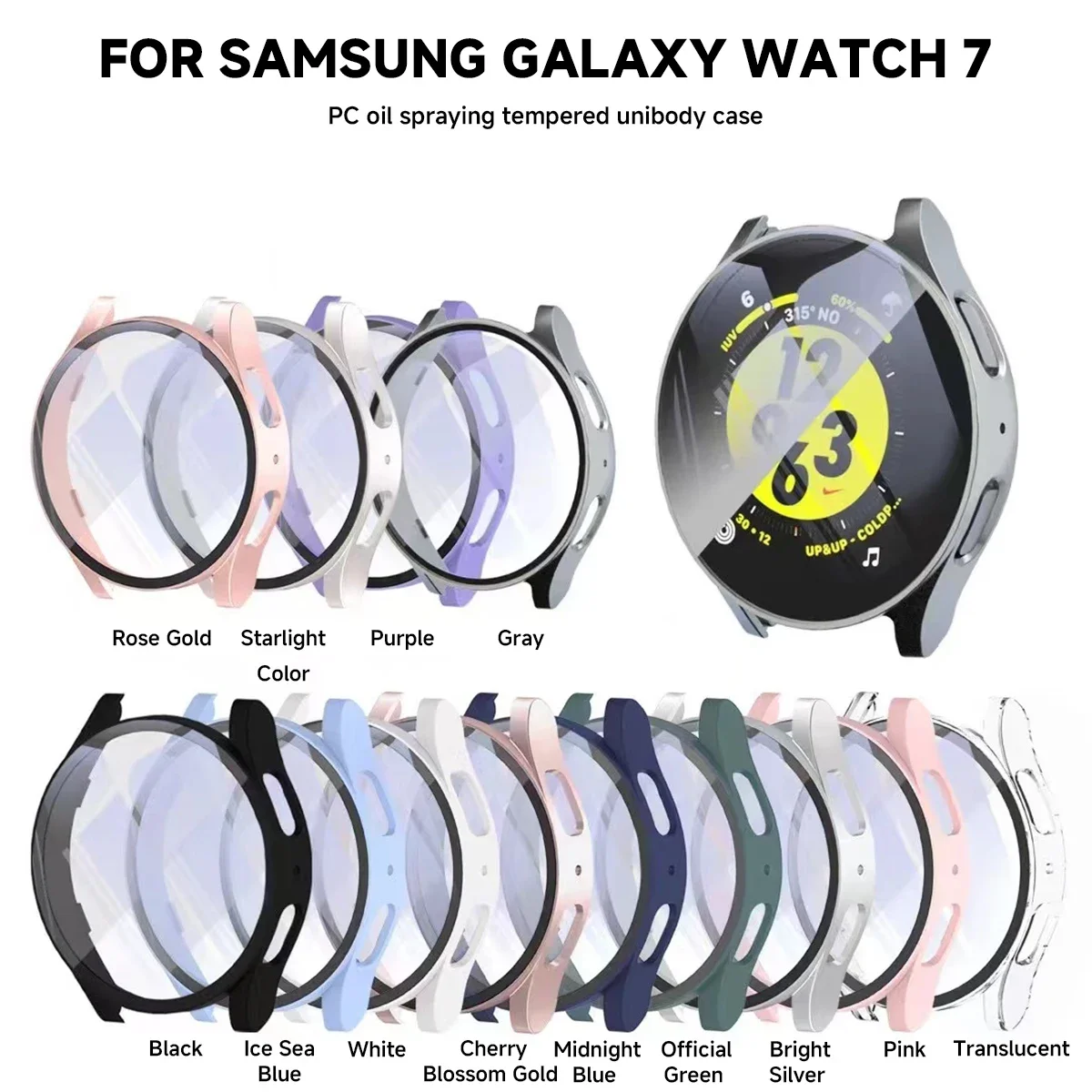 Glass+Case for Samsung Galaxy Watch 7 44MM 40MM Full Coverage Bumper PC Protective Case Cover for Galaxy Watch7 Accessories