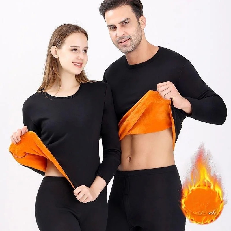 

Gold Velvet Thickened Fleece Warm Underwear Set for Men And Women Long Sleeve Long Pants Double Layered Home Clothes