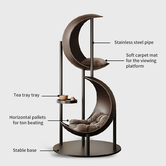 hot sales Luxury Human-Pet Furniture: Solid Wood Cat Treehouse W/ Integrated Heated Bed - Designer Multi-Cat Haven (Washable)